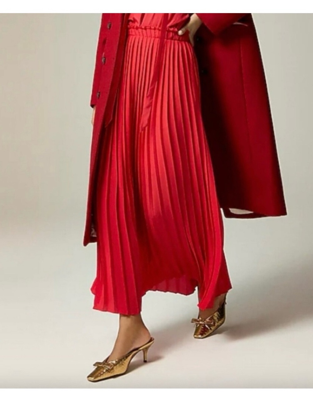 J. Crew Pleated Georgette Maxi skirt in red size 2